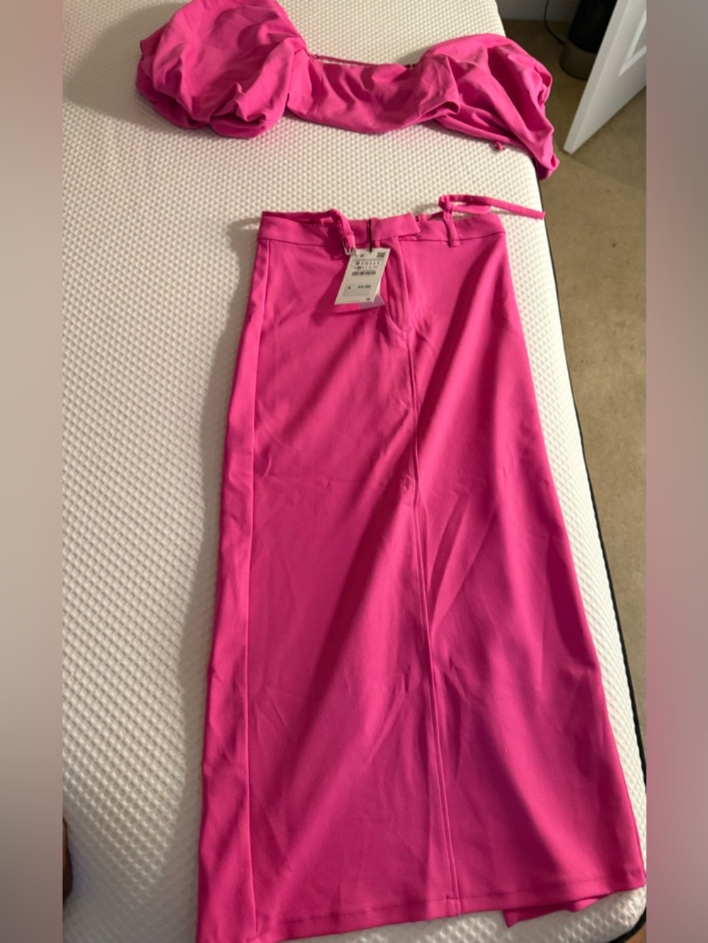 Zara Women's High-Waist Pink Midi Skirt set